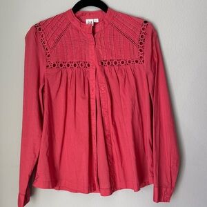 GAP Women's Coral Lace Accent Blouse